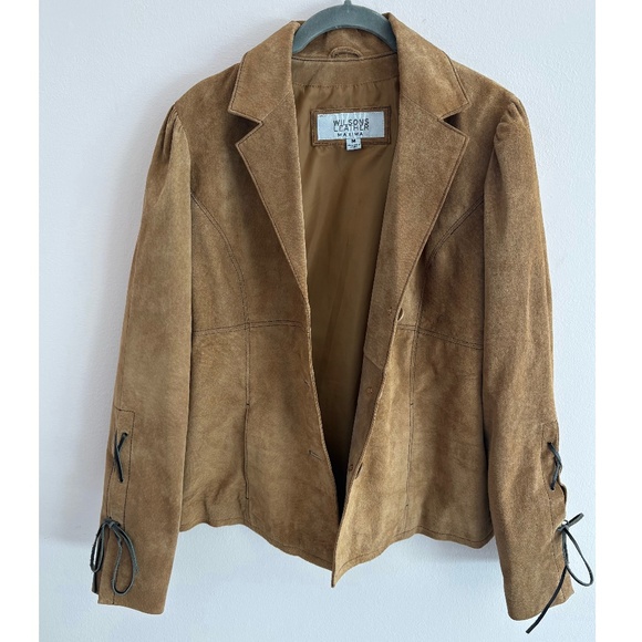 Vintage Wilsons Leather Suede Jacket M Tan Blazer Y2K Western Boho Leather Coat